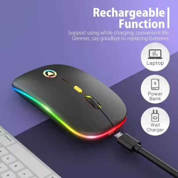 Rechargeable Wireless Gaming Mouse LED Backlight Mouse 2.4Ghz USB Computer Game Mice Ergonomic Mouse for Laptop PC Gamer - Image 2