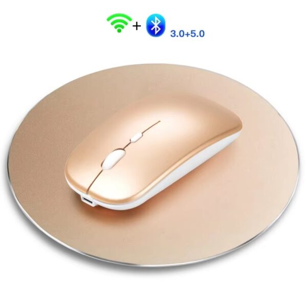 Dual Mode BT Wireless Mouse with One-Click Desktop Function BT Pairing Key Rechargeable Silent Mice for Laptop PC New